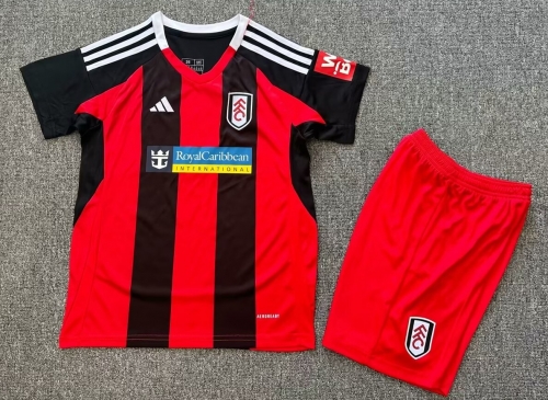 Kids 2024/25 Fulham F.C. Away Black & Red Kids/Youth Soccer Uniform-1040