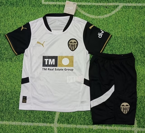 Kids 2024/25 Valencia Home White Kids/Youth Soccer Uniform-A/123