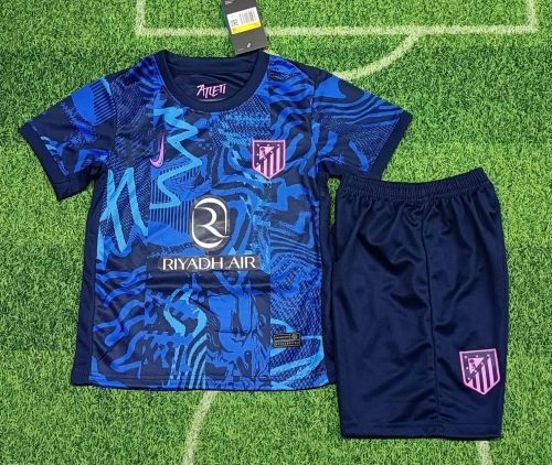 2024/25 Atletico Madrid 2nd Away Blue Youth/Kids Soccer Uniform-123