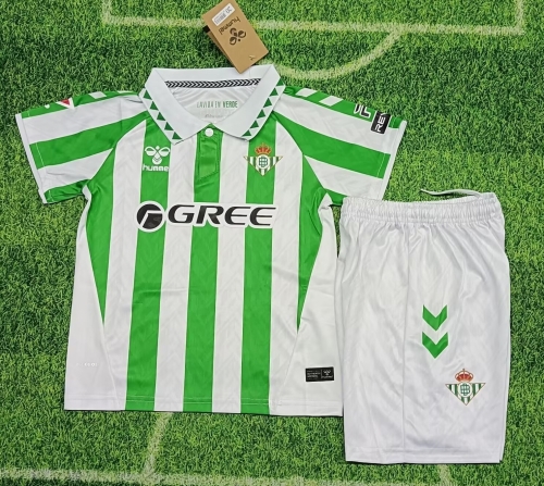 Gree Advertising Kids 2024/25 Real Betis Home White & Green Kids/Youth Soccer Uniform-208/507