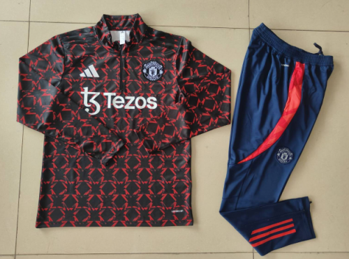 2024/25 Manchester United Red & Black Thailand Tracksuit Uniform-GDP