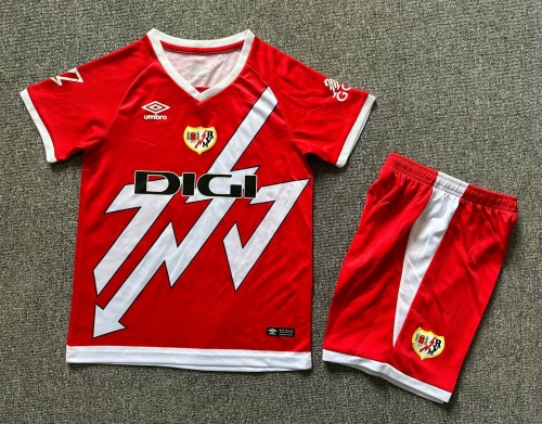 Kids 2024/25 Rayo Vallecano Away Red Kids/Youth Soccer Uniform-1040