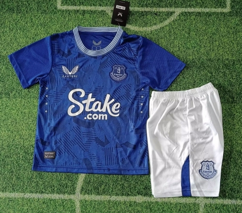 With Ads Kids 2024/25 Everton Home Blue Kids/Youth Soccer Uniform-507/123