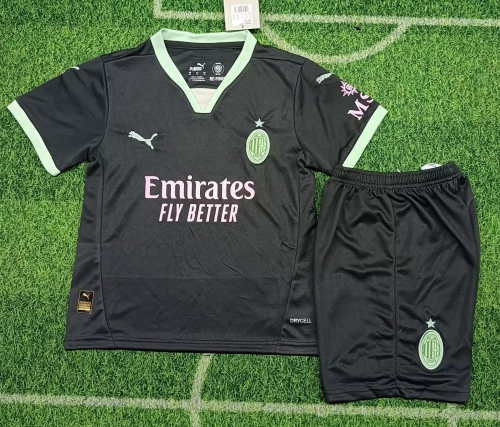 Kids 2024/25 AC Milan 2nd Away Black Kids/Youth Soccer Uniform-123/522