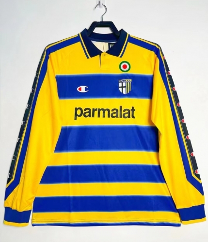 99-00 Retro Version Parma Calcio 1913 Blue & Yellow Thailand LS Soccer Jersey AAA-311