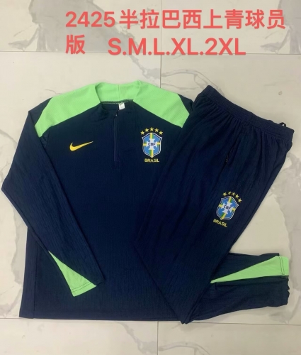 Player Version 2024/25 Brazil Cyan Thailand Soccer Uniform-815