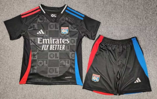 Kids 2024/25 Olympique Lyonnais Away Black Kids/Youth Soccer Uniform-BLY