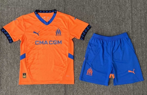 Kids 2024/25 Olympique Marseille 2nd Away Orange Kids/Youth Soccer Uniform-A/507/522