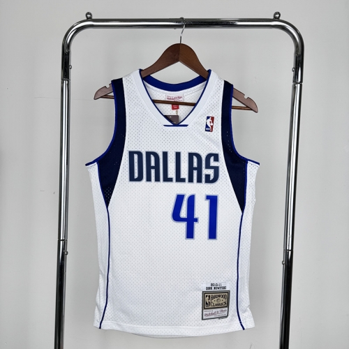 MN Retro Hot Press Season 10-11  NBA Dallas Mavericks White #41 Jersey-311