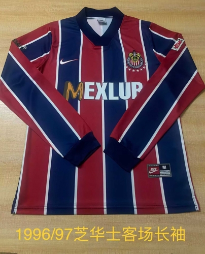 1996/97 Retro Version CD Guadalajara Away Red & Blue LS Thailand Soccer Jersey AAA-2041