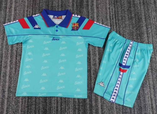 Kids 92-95 Retro Version Barcelona Away Green Kids/Youth Soccer Uniform-811