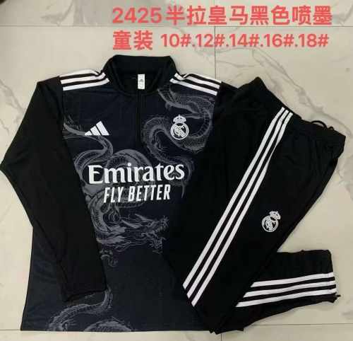 Kids 2024/25 Special Version Real Madrid Black Kids/Youth Soccer Tracksuit Uniform-GDP/815