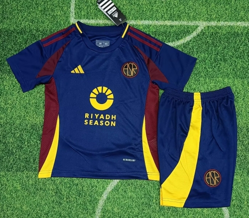 Kids 2024/25 AS Roma 2ng Away Royal Blue Kids/Youth Soccer Uniform-123/516/208