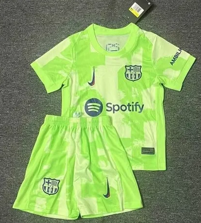 Kids 24/25 Barcelona 2nd Away Green Kids/Youth Soccer Uniform-507/516/123