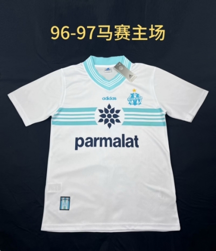 1996/97 Retro Version Olympique de Marseille Home White Thailand Soccer Jersey AAA-709