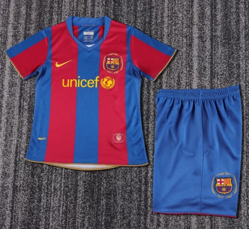 Kids 14-15 Retro Version Barcelona Home Blue & Red Kids/Youth Soccer Uniform-811