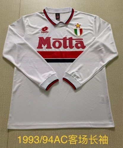 1993/94 Retro Version AC Milan Away White LS Thailand Soccer Jersey AAA-2041