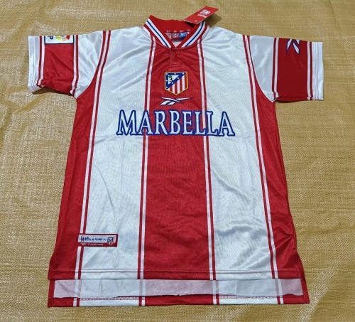 99/00 Retro Version Atlético Madrid Home White & Red Thailand Soccer Jersey AAA-301