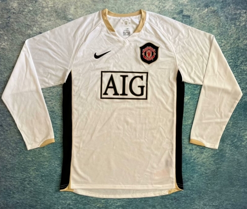 06 Retro Version Manited United Away Light Yellow LS Thailand Soccer Jersey AAA-601