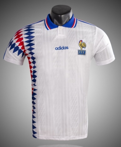 1994 Retro Version France Away White Thailand Soccer Jersey AAA-1041