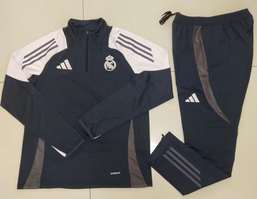 2024/25 Real Madrid Black & Pink Soccer Tracksuit Uniform-GDP