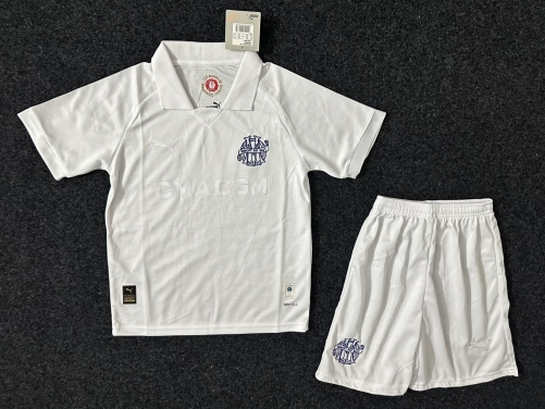 Kids 125th Commemorative Version 2024/25 Olympique Marseille White Kids/Youth Soccer Uniform-36