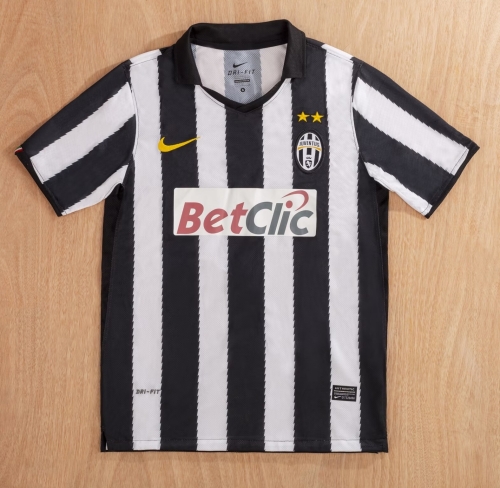 10-11 Retro Version Juventus Home Black & White Thailand Soccer Jersey AAA-1041