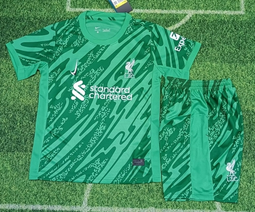 Kids 2024/25 Liverpool Goalkepeer Green Kids/Youth Thailand Soccer Uniform-123/522/208