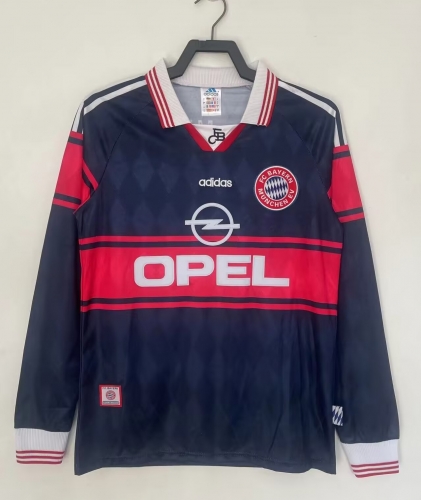 97-99 Retro Version Bayern München Home Blue LS Thailand Soccer Jersey AAA-811