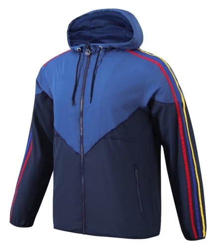 Light Board 2024/25  Colombia Royal Blue Soccer Windbreaker Top With Hat-703