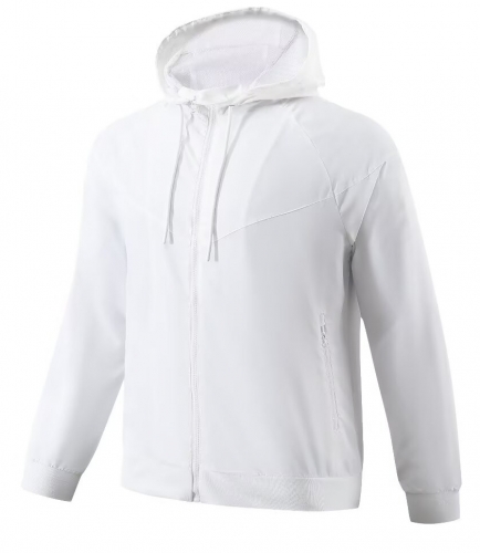 Without Logo 2024/25 White Soccer Windbreaker Top With Hat-703