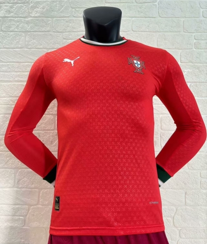 Player Version 2024/25 Portugal Home Red LS Thailand Soccer Jersey AAA-16