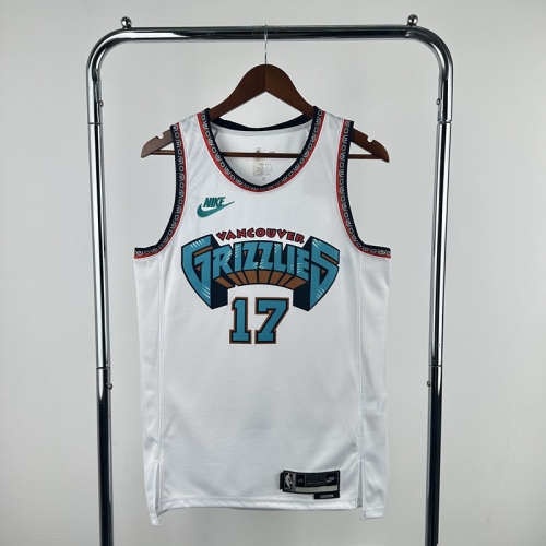 25 Season Retro Version Memphis Grizzlies NBA White #17 Jersey-311