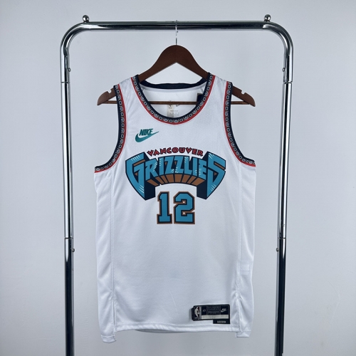 25 Season Retro Version Memphis Grizzlies NBA White #12 Jersey-311