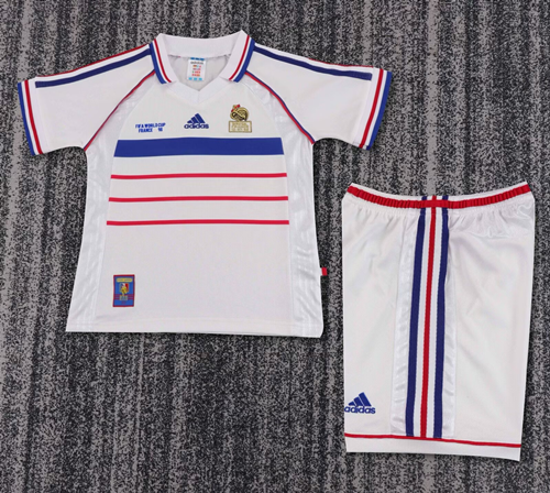 Kids 98 Retro Version France Away White Soccer Uniform-1040/123/811