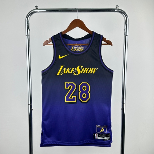 25 Season City Version Los Angeles Lakers NBA Blue & Purple #28 Jersey-311