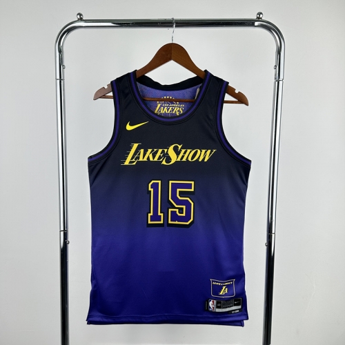 25 Season City Version Los Angeles Lakers NBA Blue & Purple #15 Jersey-311