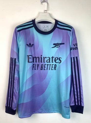 2024/25 Arsenal 2nd Away Blue & Purple LS Thailand Soccer Jersey AAA-410