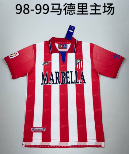 98/99 Retro Version Atlético Madrid Home White & Red Thailand Soccer Jersey AAA-908