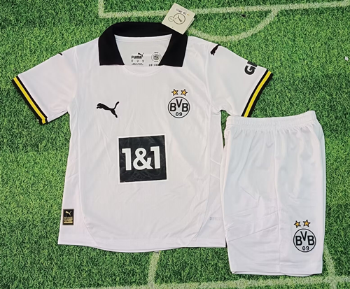 Kids 2024/25 Borussia Dortumund 2nd Away White Kids/Youth Soccer Uniform-123