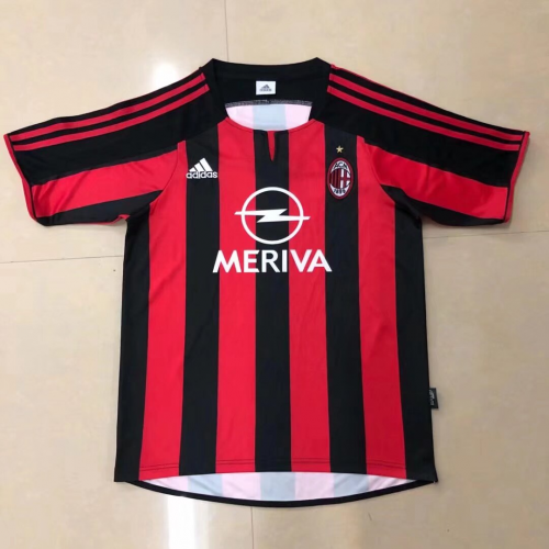 03/04 Retro Version AC Milan Home Red & Black Thailand Soccer Jersey AAA-522