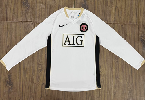 05/06 Retro Version Manited United Away White LS Thailand Soccer Jersey AAA-601