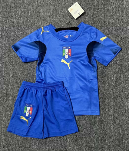 Kids 2006 Retro Version Italy Home Blue Kids/Youth Soccer Uniform-516