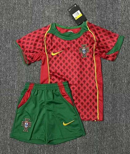 Kids 2004 Retro Portugal Home Red Youth/Kids Soccer Uniform-516