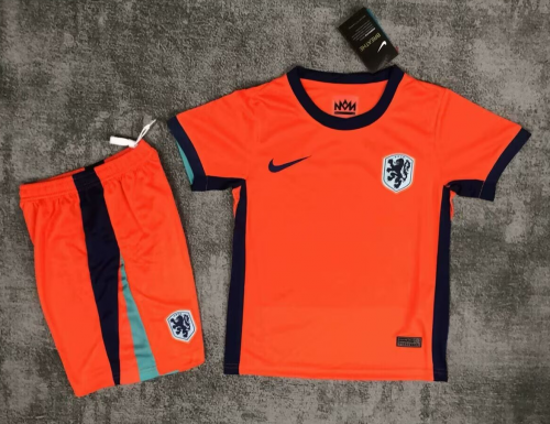 Kids 2024/25 Netherlands Home Orange Kids/Youth Soccer Uniform-SKE