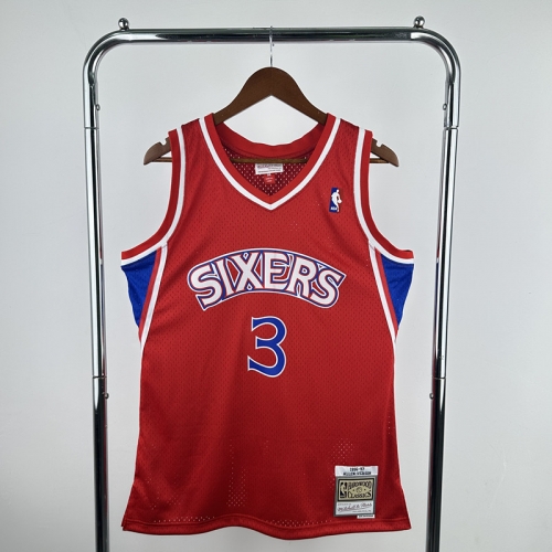 MN Retro Hot Press Season 96-97 NBA Philadelphia 76ers Red #3 Jersey-311