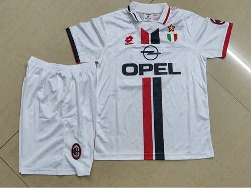 96/97 Retro Version AC Milan Away White Kids/Youth Soccer Uniform-811