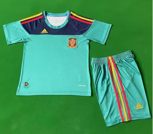 Kids 2010 Retro Spain Goalkeeper Green Kids/Youth Soccer Uniform-811