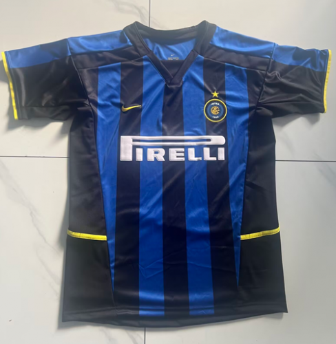 02-03 Retro Version Inter Milan Home Blue & Black Thailand Soccer Jersey AAA-1041