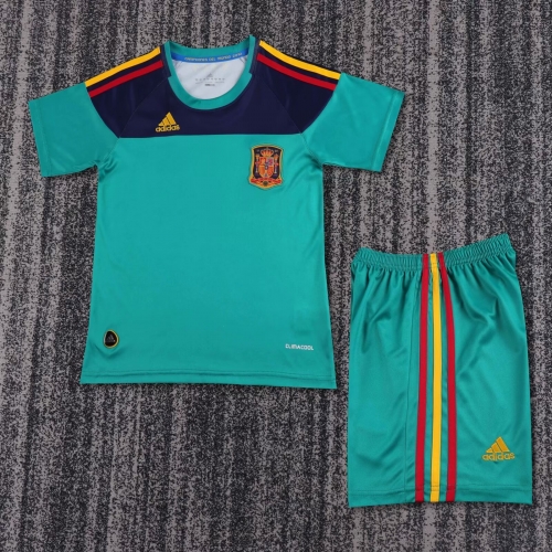 Kids 2010 Retro Spain Goalkeeper Green Kids/Youth Soccer Uniform-811